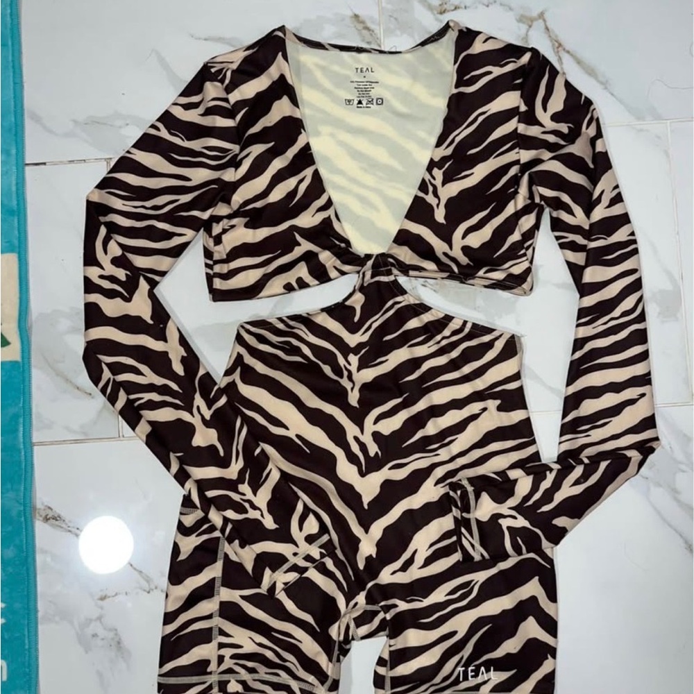 Active by Teal | Tiyana Jumpsuit in Dark Zebra